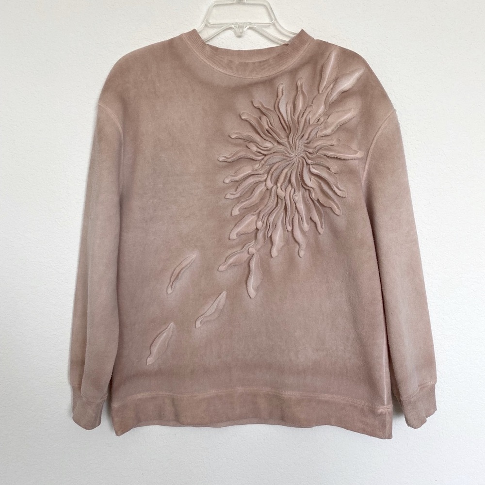 BNCI hoodie sweatshirt beige flowers tan sweater top sport casual